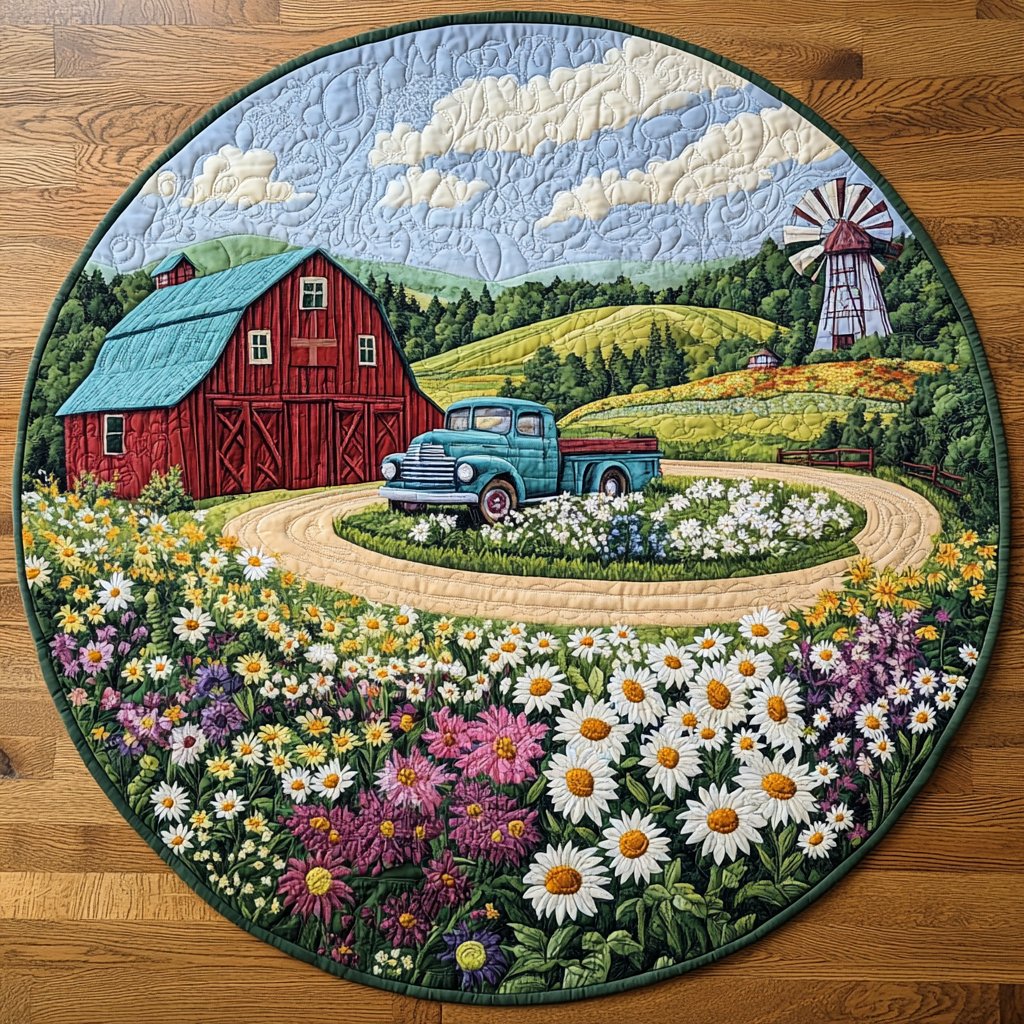 Countryside Haven Round Mat Rug - Nature Design | Serene Home Decor