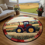 Countryside Ride Round Mat Rug - washable non-slip printed rug