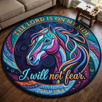 Courage Horse Round Mat Rug - washable non-slip printed rug