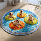 Cove Golden Retriever Round Mat Rug - washable non-slip printed rug