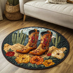 Cowboy Boots Round Mat Rug - washable non-slip printed rug