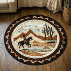 Cowboy Horizon Round Mat Rug - washable non-slip printed rug