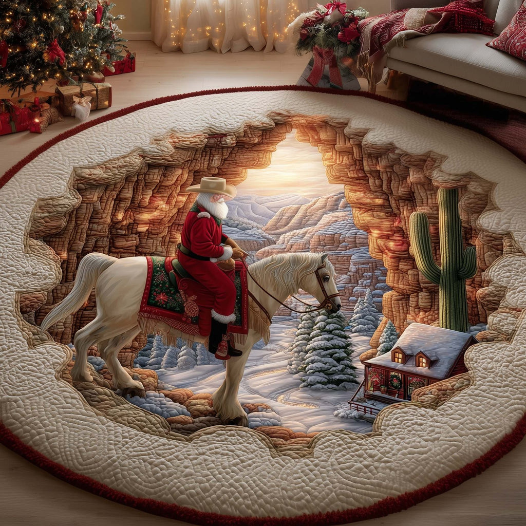 Cowboy Santa Round Mat Rug - Nature Design | Serene Home Decor