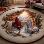 Cowboy Santa Round Mat Rug - Nature Design | Serene Home Decor
