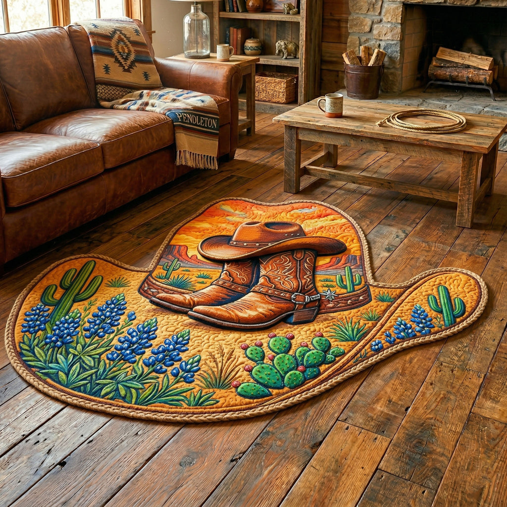 Cowboy Spirit Custom Shape Area Rug - Farmhouse Design | Die-Cut Non-Slip Rug - washable non-slip printed rug