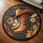 Cowboy Spirit Round Mat Rug - washable non-slip printed rug