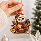 Owl In Christmas Sleigh Christmas Ornament