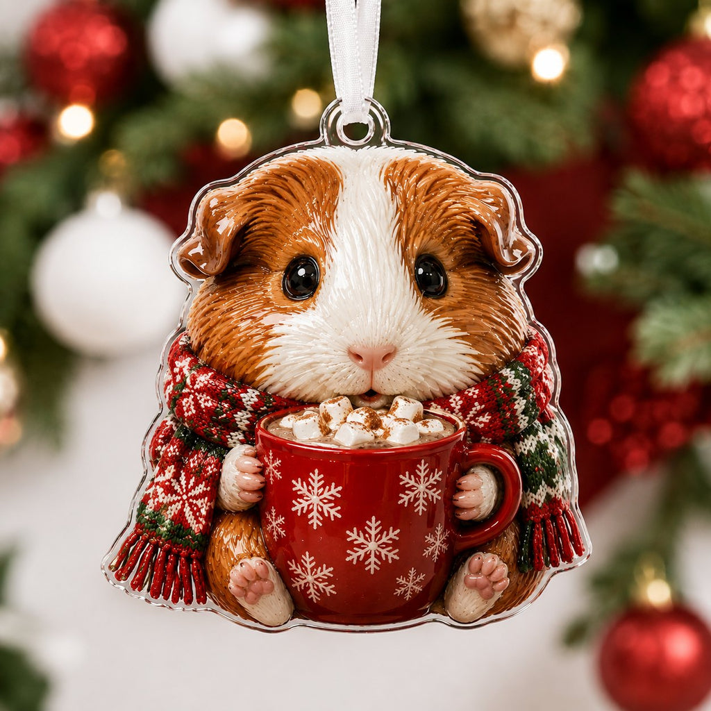 Cozy Cocoa Guinea Pig Christmas Ornament