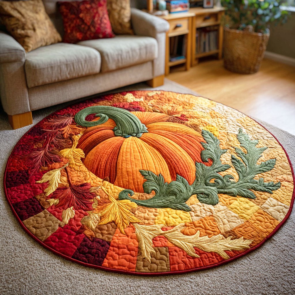 Cozy Amber Round Mat Rug - washable non-slip printed rug
