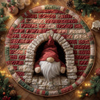 Cozy Brick Gnome Round Mat Rug - washable non-slip printed rug