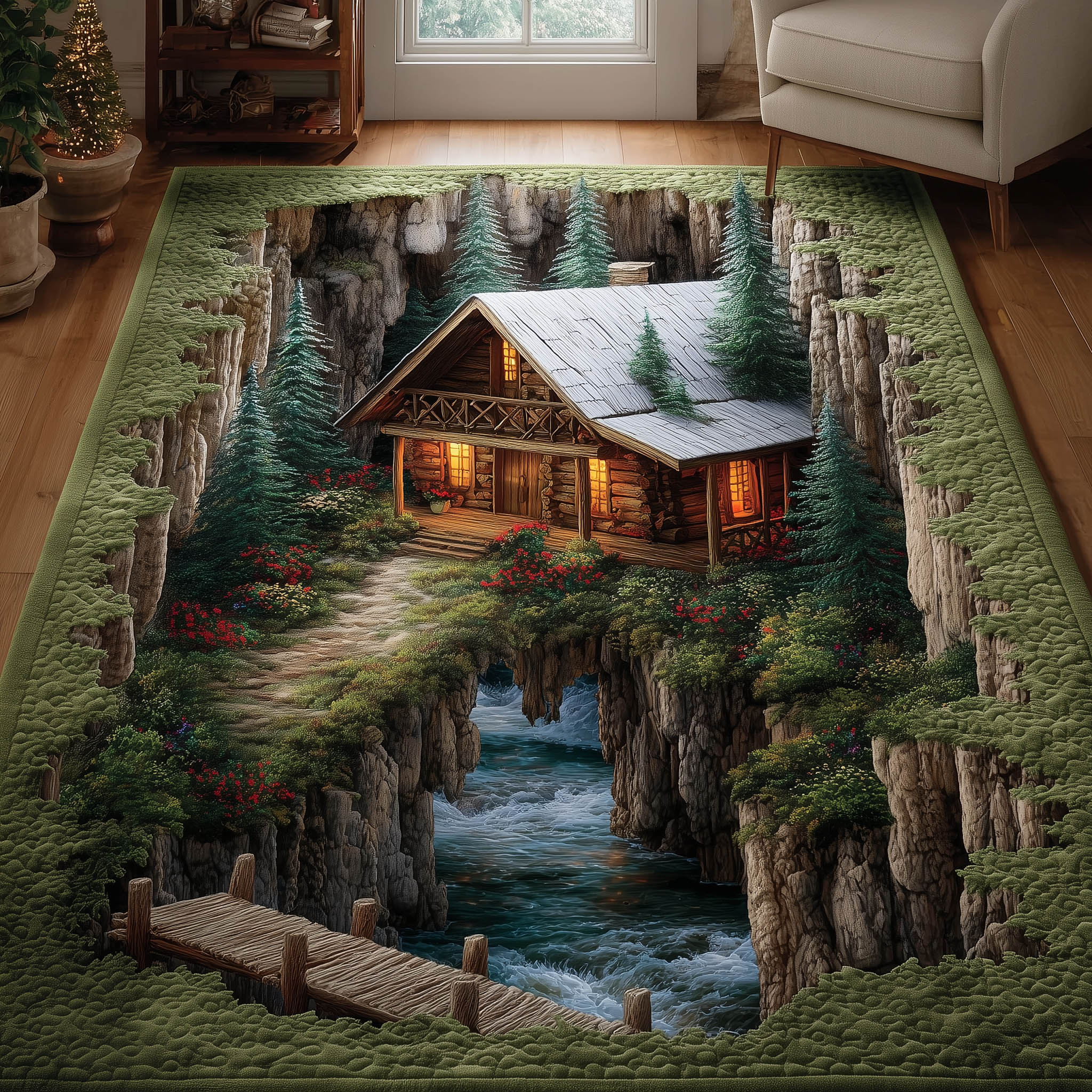 Cozy Cabin area rug in a living room