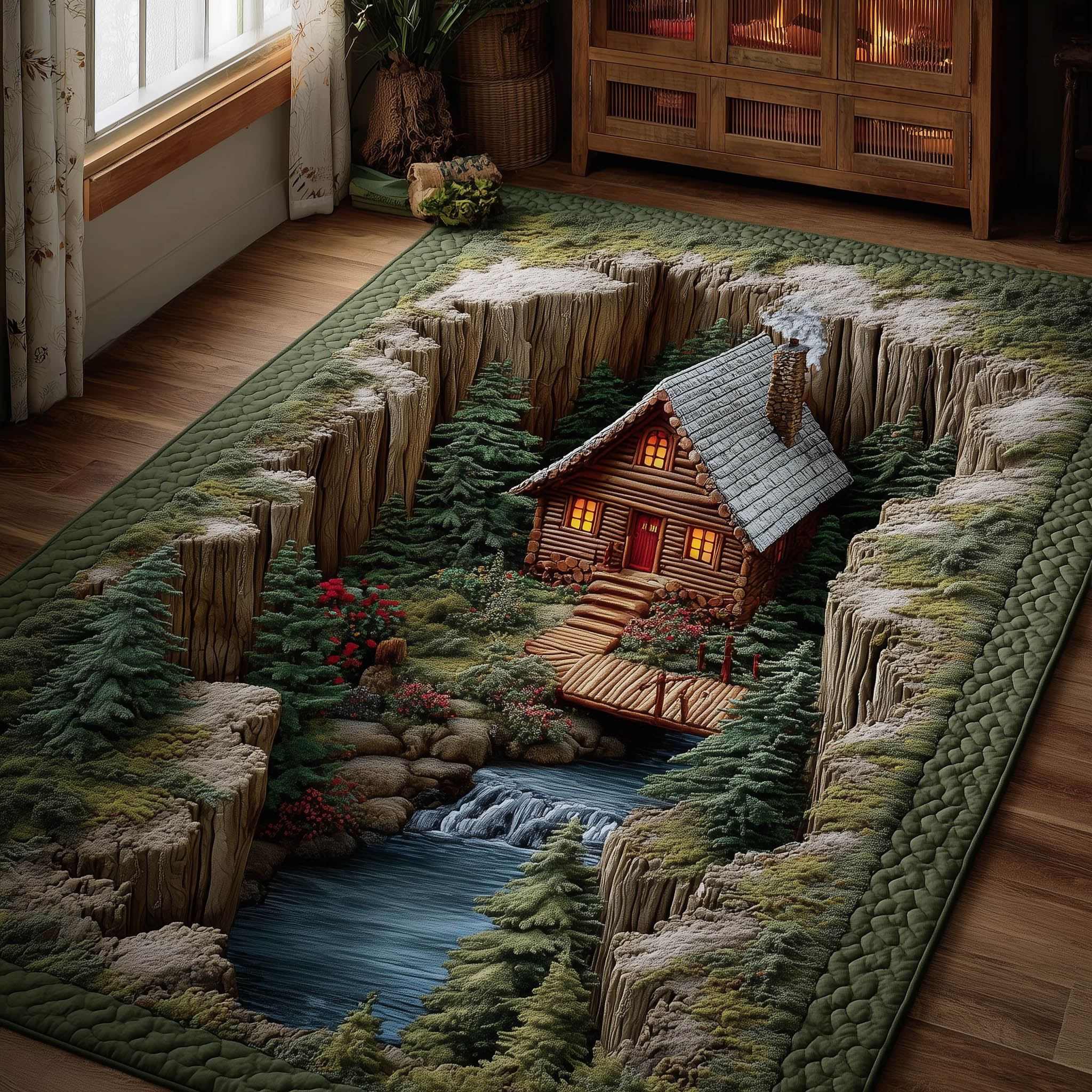 Cozy Cabin area rug in a living room