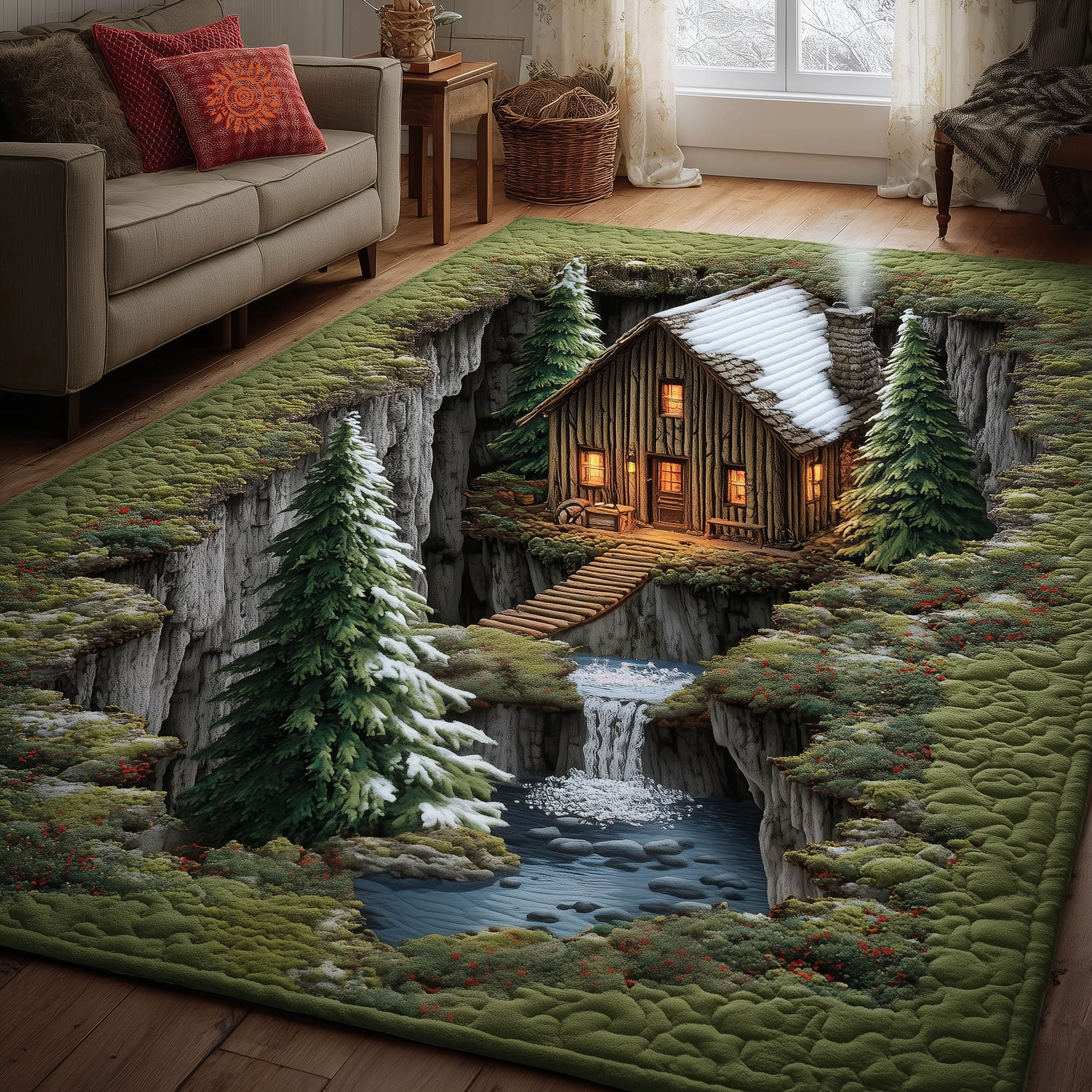 Cozy Cabin area rug in a living room