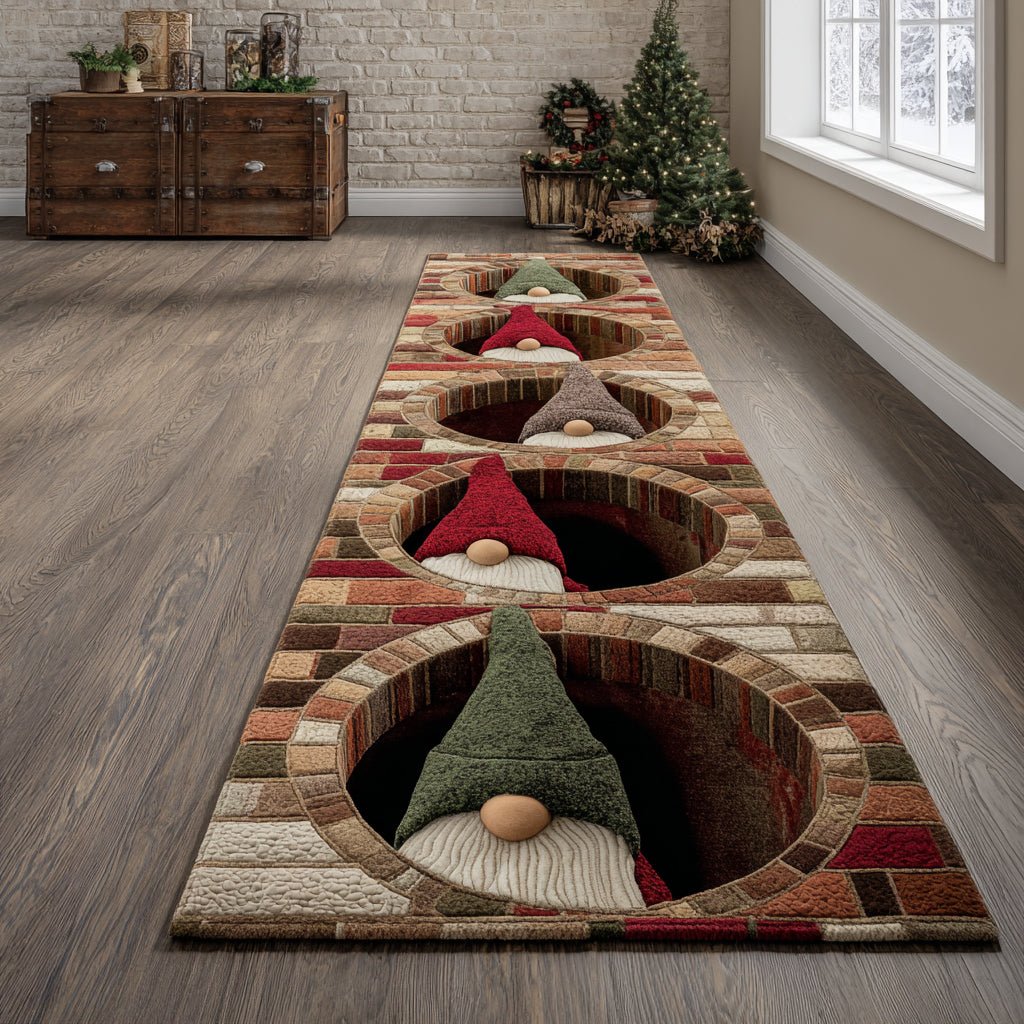 Cozy Cabin Gnomes Runner Carpet Runner Rug - Cute Pet Design | Animal Printed Runner Rug