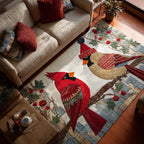 Cozy Cardinal area rug in a living room