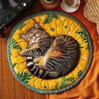 Cozy Cat Nap Round Mat Rug - Cute Pet Design | Animal Printed Home Decor