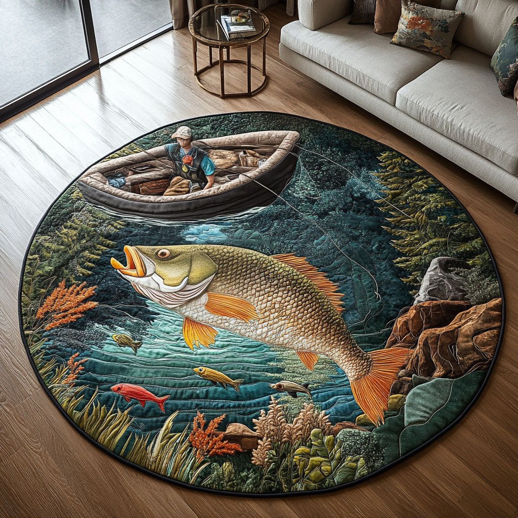 Cozy Catch Round Mat Rug - washable non-slip printed rug