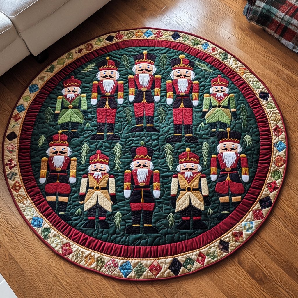 Cozy Christmas Cabin Round Mat Rug - washable non-slip printed rug