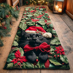 Cozy Christmas Feline Runner Carpet Runner Rug - Cute Pet Design | Animal Printed Runner Rug