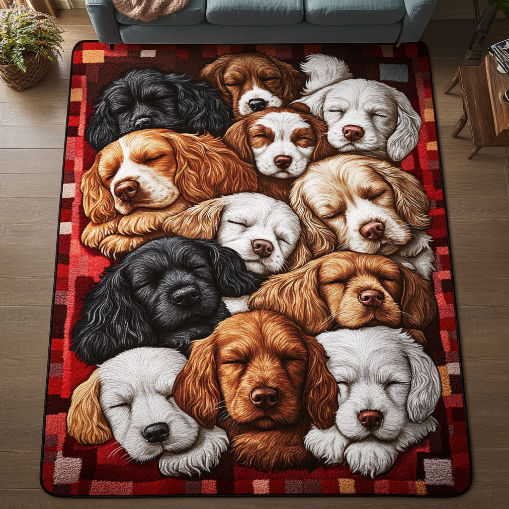 Cozy Curl Spaniel area rug in a living room