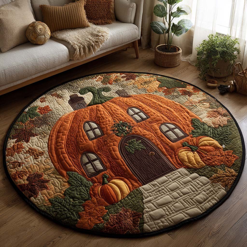 Cozy Fall Days Round Mat Rug - washable non-slip printed rug