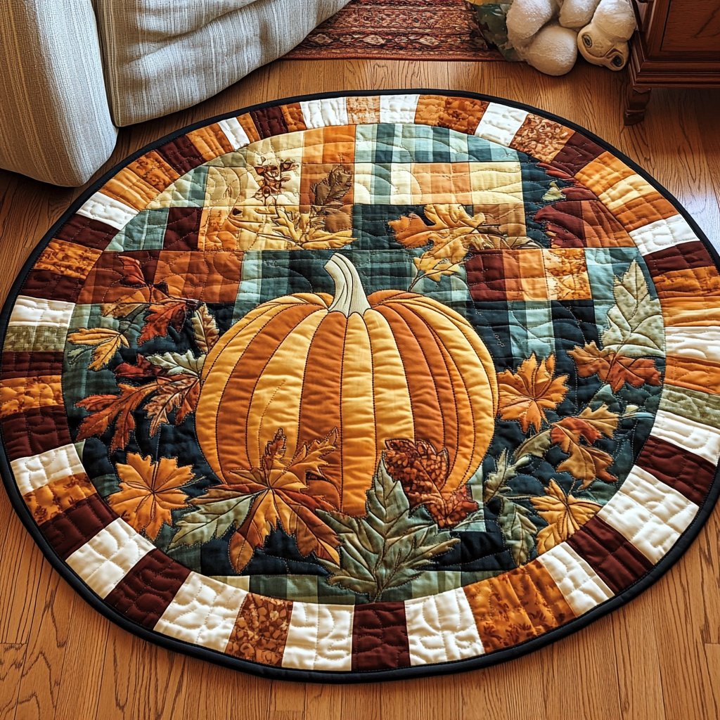 Cozy Fall Round Mat Rug - washable non-slip printed rug