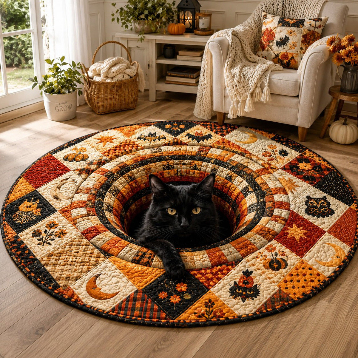 Cozy Familiar Round Mat Rug - washable non-slip printed rug