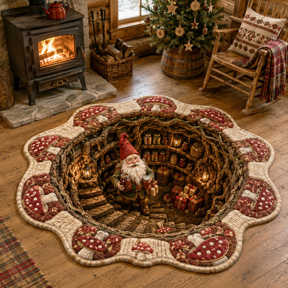 Cozy Gnome Custom Shape Area Rug - Nature Design | Die-Cut Non-Slip Rug - washable non-slip printed rug