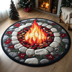 Cozy Hearth Circle Round Mat Rug - washable non-slip printed rug