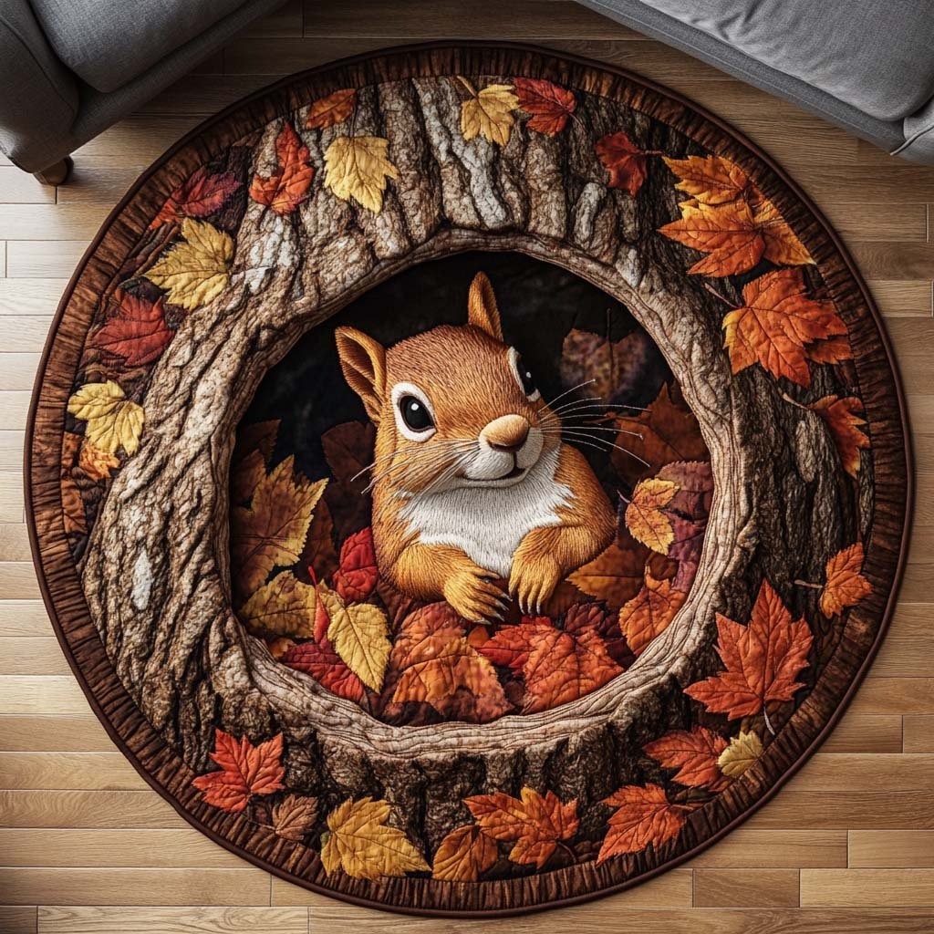 Cozy Hollow Round Mat Rug - washable non-slip printed rug