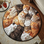 Cozy Kittens Wheel Round Mat Rug - washable non-slip printed rug