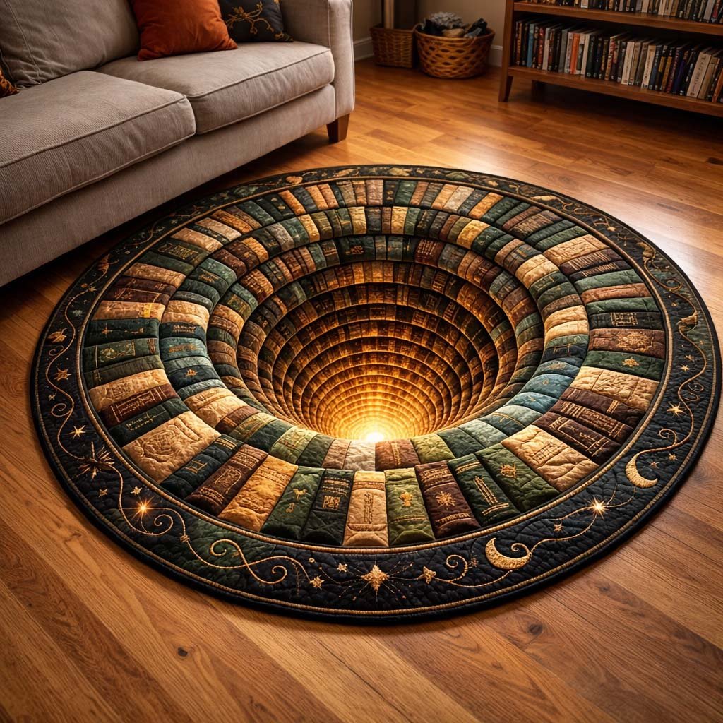 Cozy Library Round Mat Rug - Nature Design | Serene Home Decor