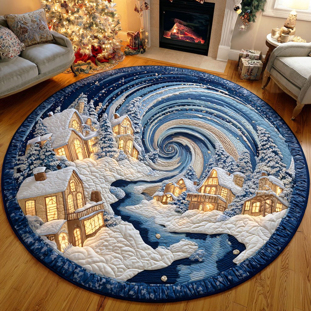 Cozy Noel Spirit Round Mat Rug - washable non-slip printed rug