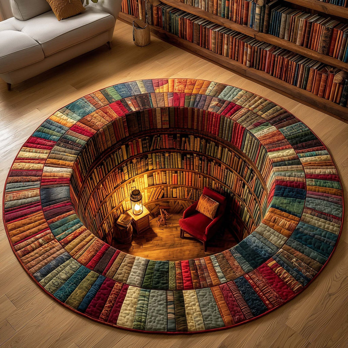 Cozy Nook Round Mat Rug - washable non-slip printed rug