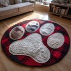 Cozy Paw Print Round Mat Rug - washable non-slip printed rug