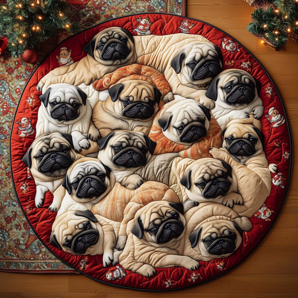 Cozy Pug Round Mat Rug - Nature Design | Serene Home Decor