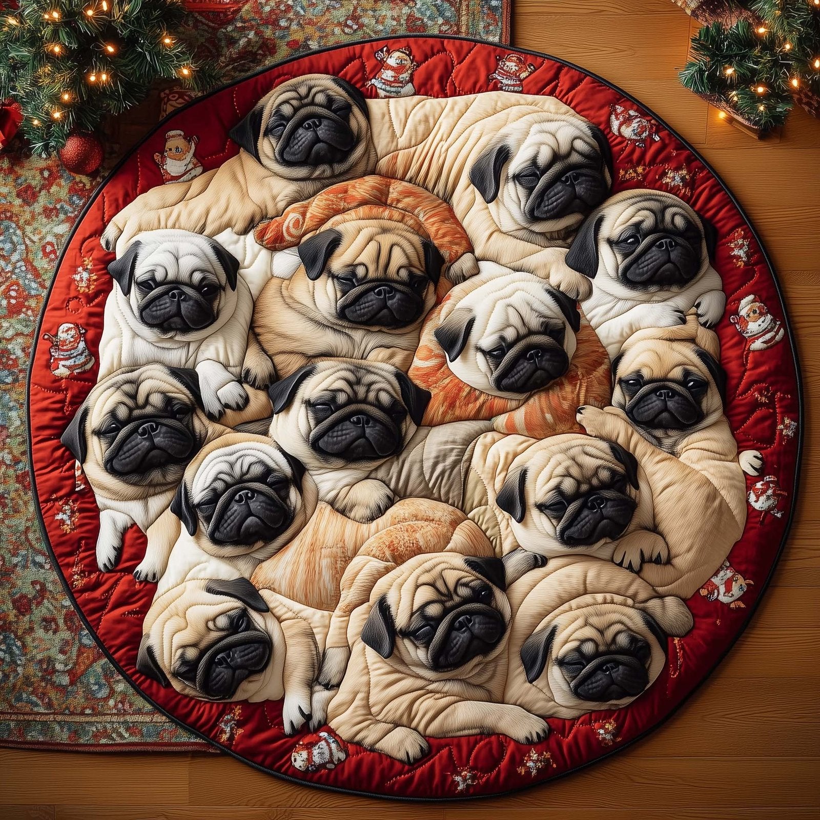 Cozy Pug Round Mat Rug - Nature Design | Serene Home Decor