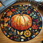 Cozy Pumpkin Escape Halloween Round Mat Rug - washable non-slip printed rug