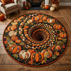 Cozy Pumpkin Hole Halloween Round Mat Rug - washable non-slip printed rug