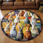 Cozy Rabbit Round Mat Rug - washable non-slip printed rug