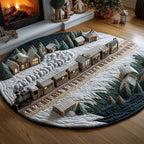 Cozy Rails Round Mat Rug - washable non-slip printed rug