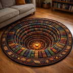 Cozy Reads Round Mat Rug - washable non-slip printed rug