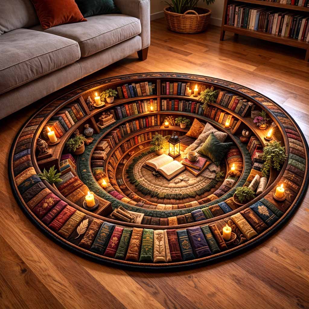 Cozy Reads Round Mat Rug - Nature Design | Serene Home Decor