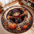 Cozy Scarecrow Abyss Round Mat Rug - Nature Design | Serene Home Decor (Design 1) - washable non-slip printed rug