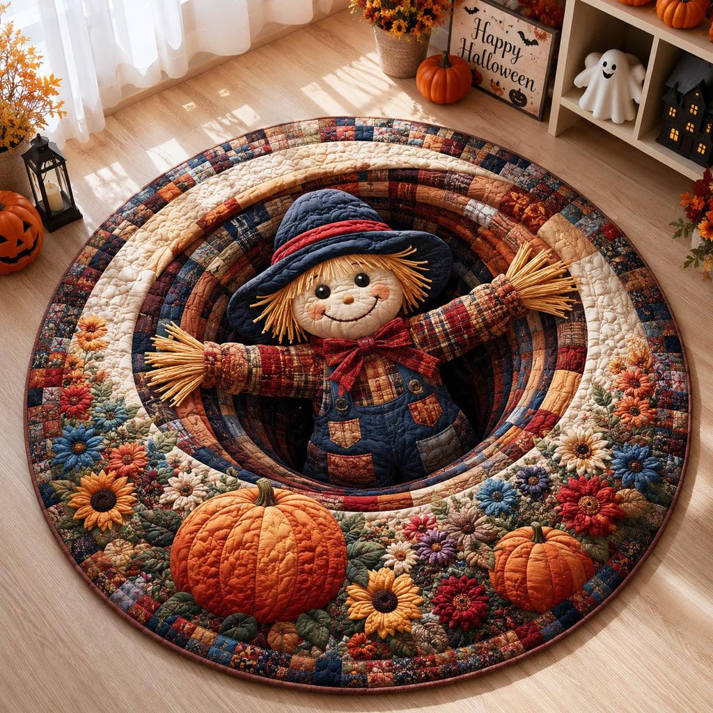 Cozy Scarecrow Abyss Round Mat Rug - Nature Design | Serene Home Decor (Design 1) - washable non-slip printed rug