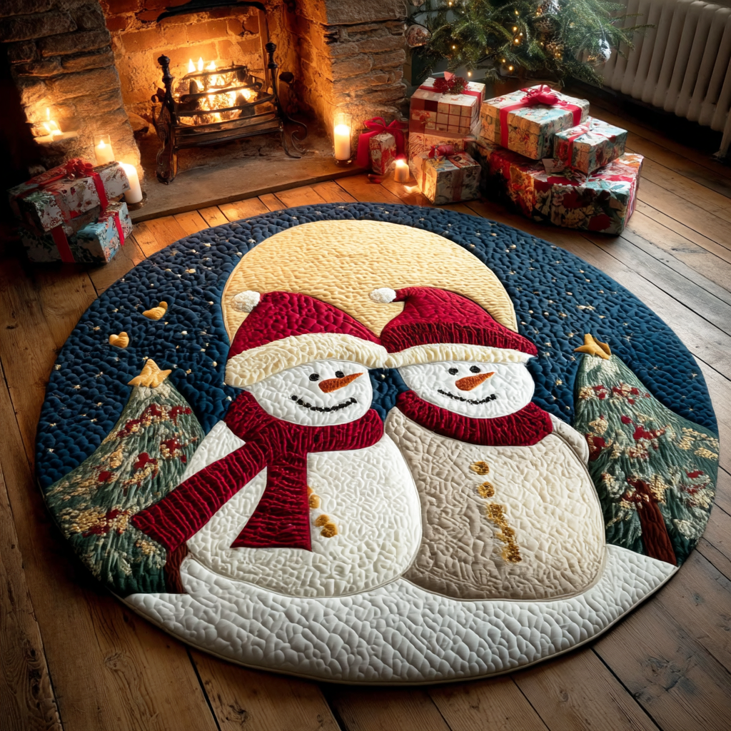 Cozy Snow Friend Round Mat Rug