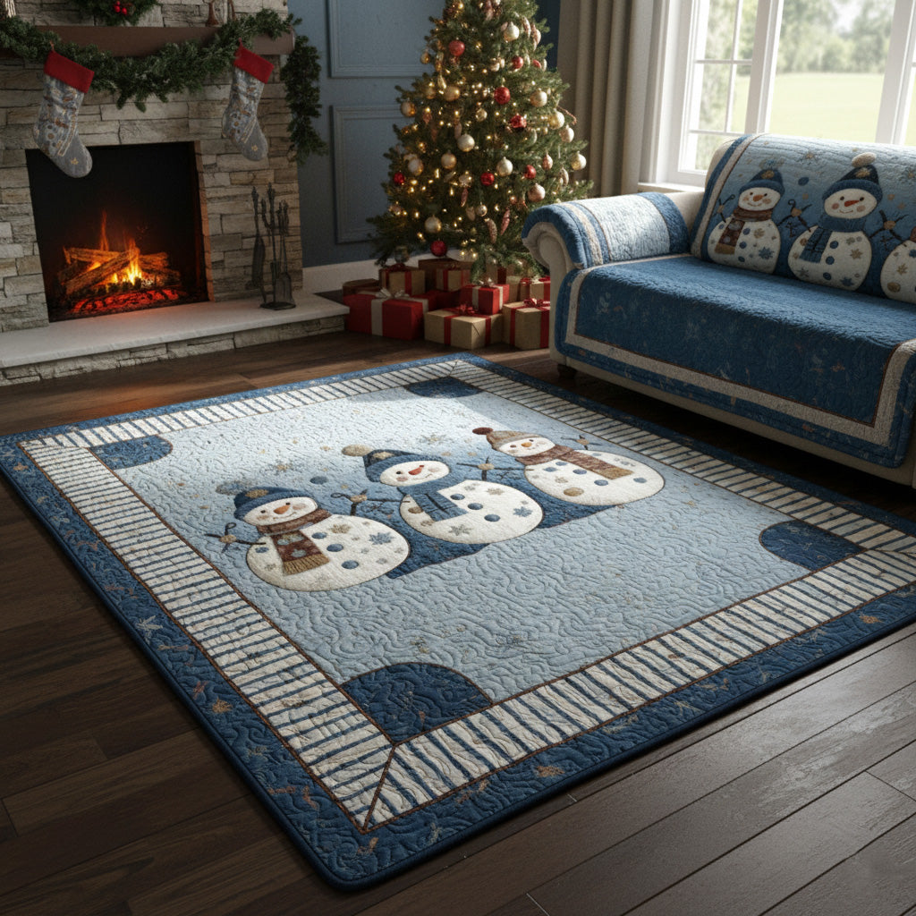 Cozy Snow Friends area rug in a living room