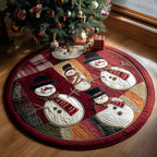 Cozy Snowfolk Round Mat Rug - washable non-slip printed rug