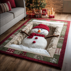 Cozy Snowman area rug in a living room
