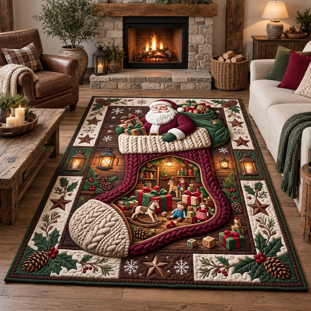 Cozy Stocking Magic area rug in a living room